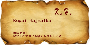 Kupai Hajnalka névjegykártya